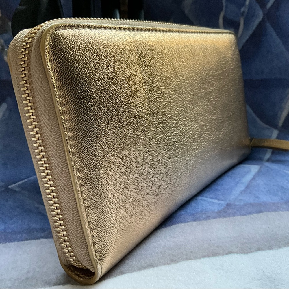 SOLD- Jimmy Choo Bettina Gold Zip Around Wallet - Picture 8 of 16